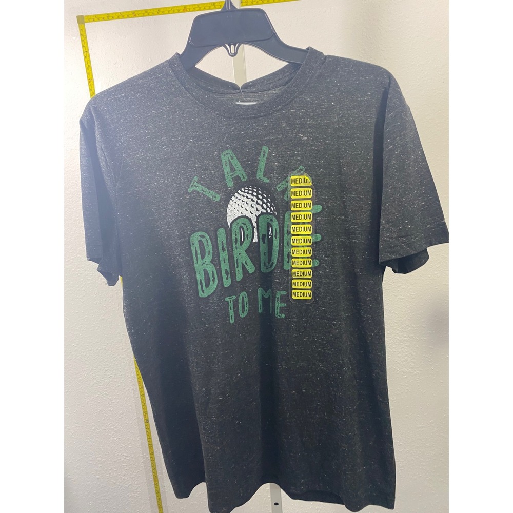 State of Mine Mens Talk Birdie To Me Golf Graphic Tee Shirt Charcoal Gray Medium